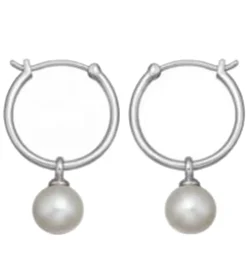 MillaVanilla Øreringe - Perle Hoops - Sølv