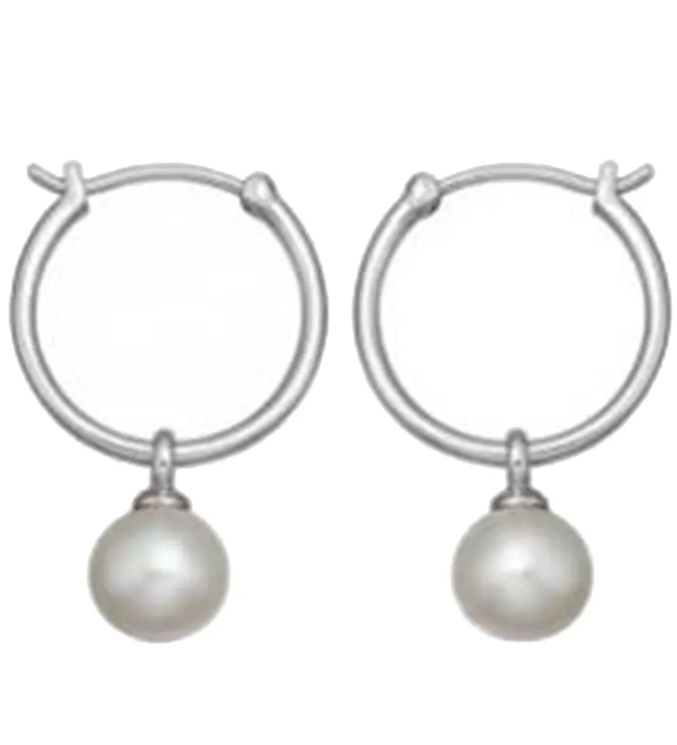 MillaVanilla Øreringe - Perle Hoops - Sølv
