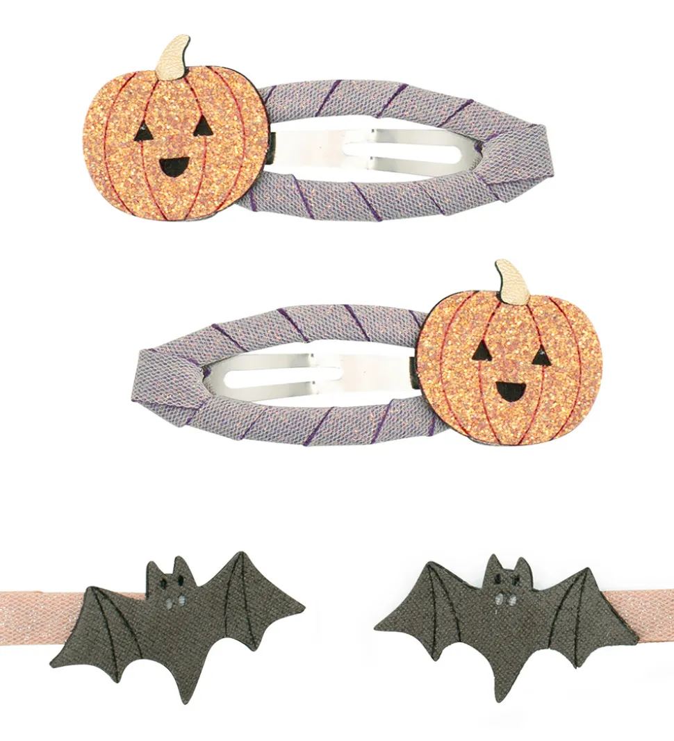 Mimi & Lula Hårpynt-sæt - Spænder/Klips - Pumpkin & Bat Hallowee