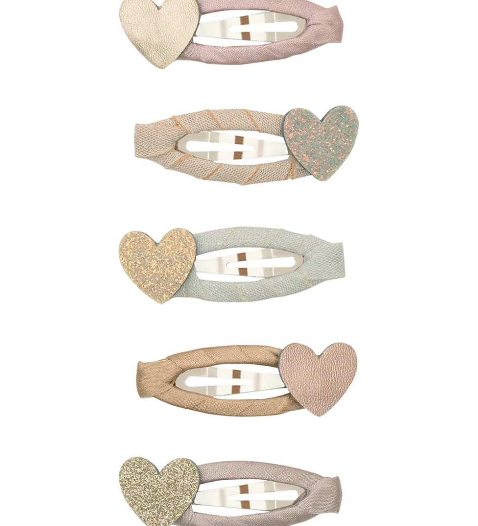 Mimi & Lula Hårspænder - 5-pak - 4 cm - Mini Heart Shimmer Encha