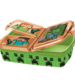 Minecraft Madkasse - 3 Rum - 18x13x5,5 cm - Grøn/Orange