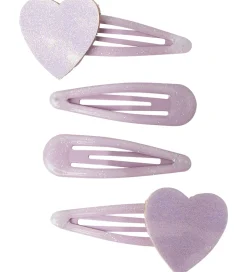 Name It Hårspænder - 4-pak - NmfRosa - Keepsake Lilac/HEARTS