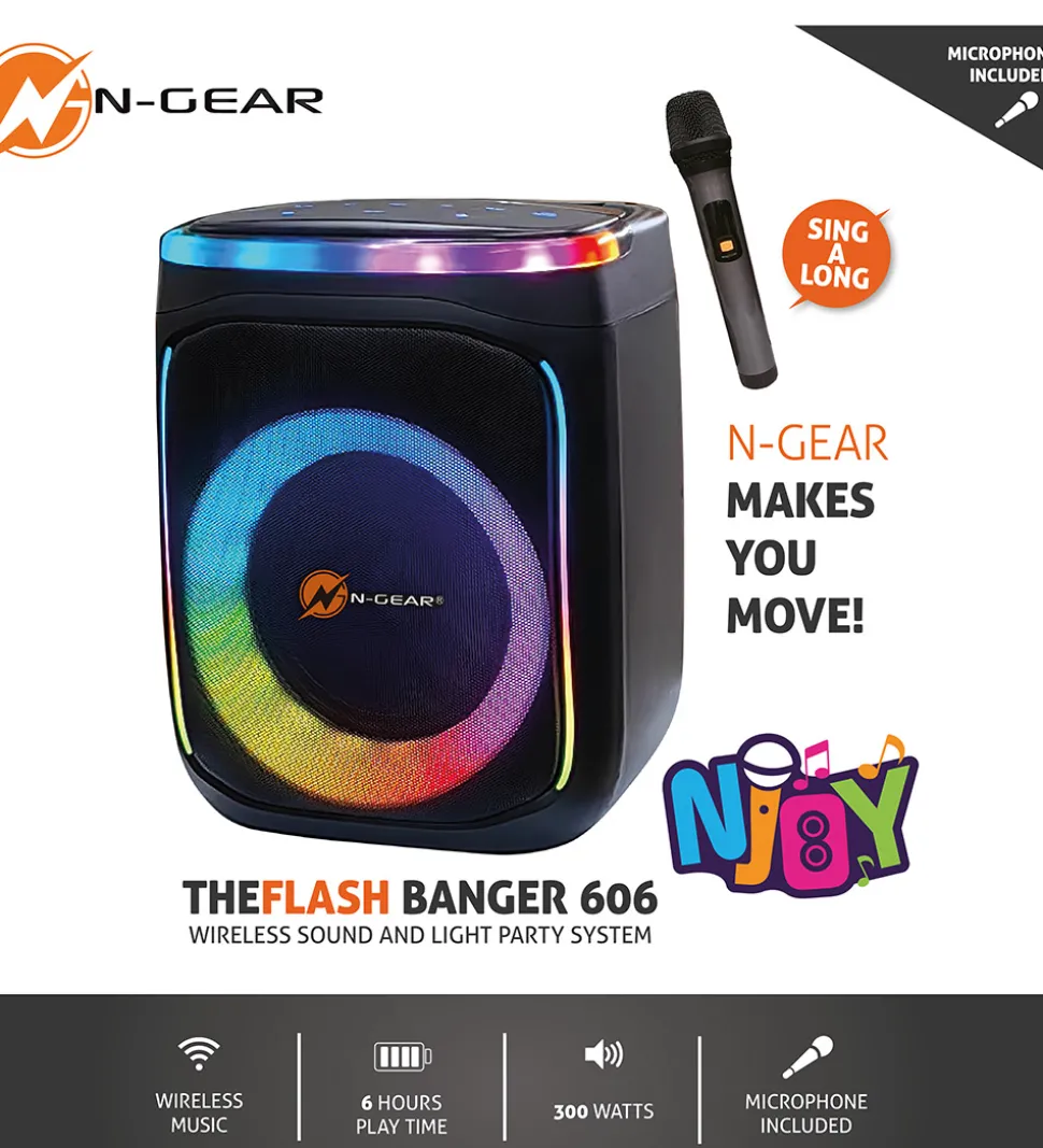 N-GEAR Karaoke Højtalere - Wireless - The Flash Banger 606 - Sor
