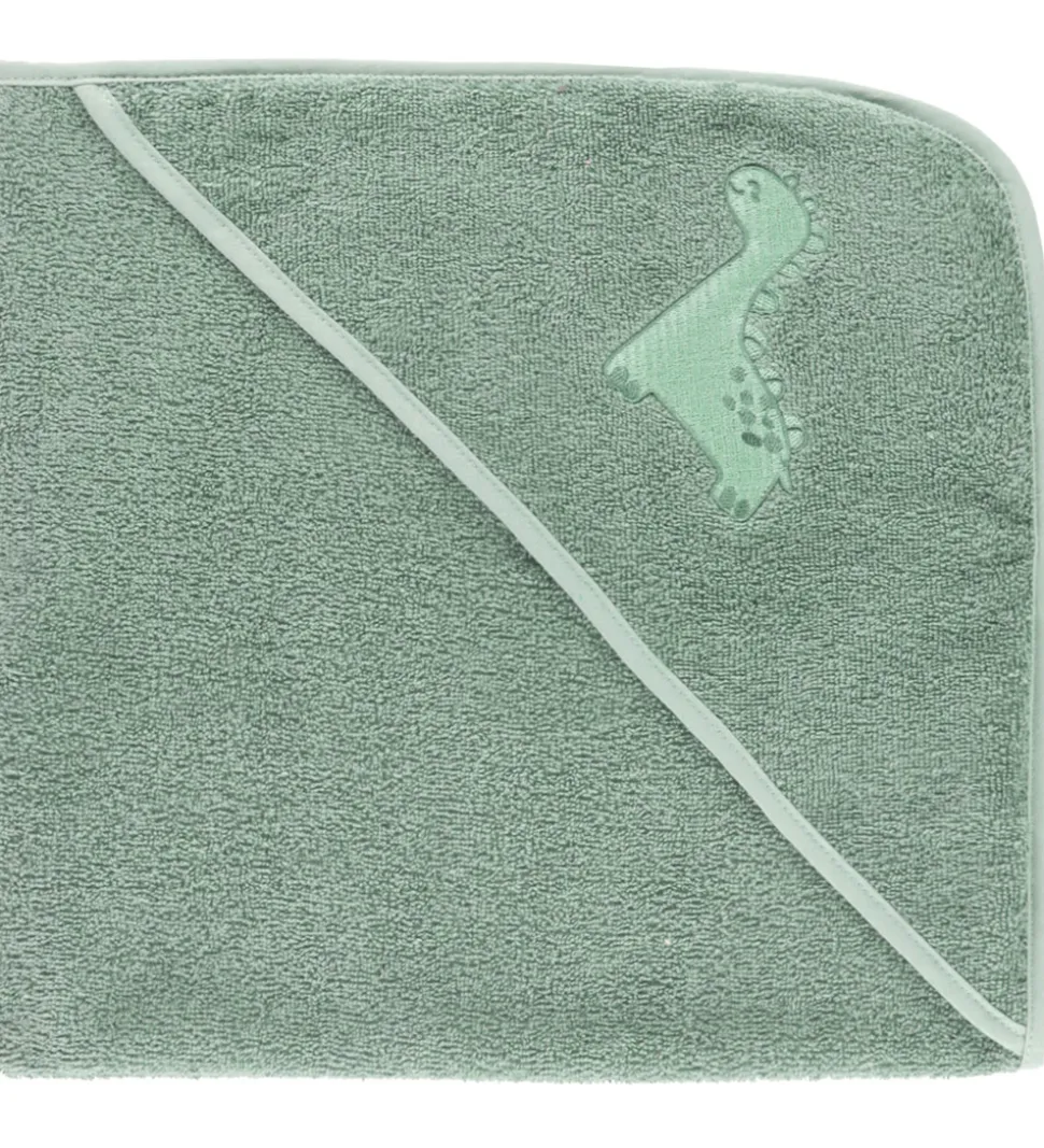 Nørgaard Madsens Babyhåndklæde - 75x75 cm - Dusty Green m. Dino
