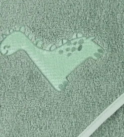 Nørgaard Madsens Babyhåndklæde - 75x75 cm - Dusty Green m. Dino