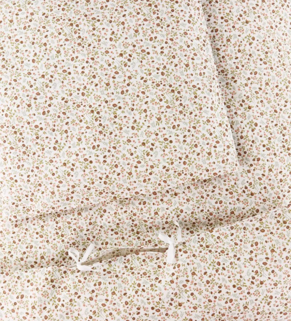 Nørgaard Madsens Sengetøj - Baby - Rød/Brun m. Blomster