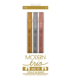 Ooly Dobbeltsidet Tuscher - 3 Stk - Modern Trio Dual Tip Metalli