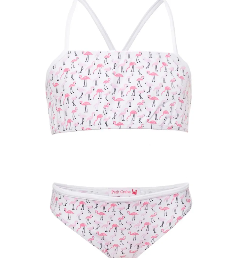 Petit Crabe Bikini - Louise - UV50+ - Hvid m. Flamingo