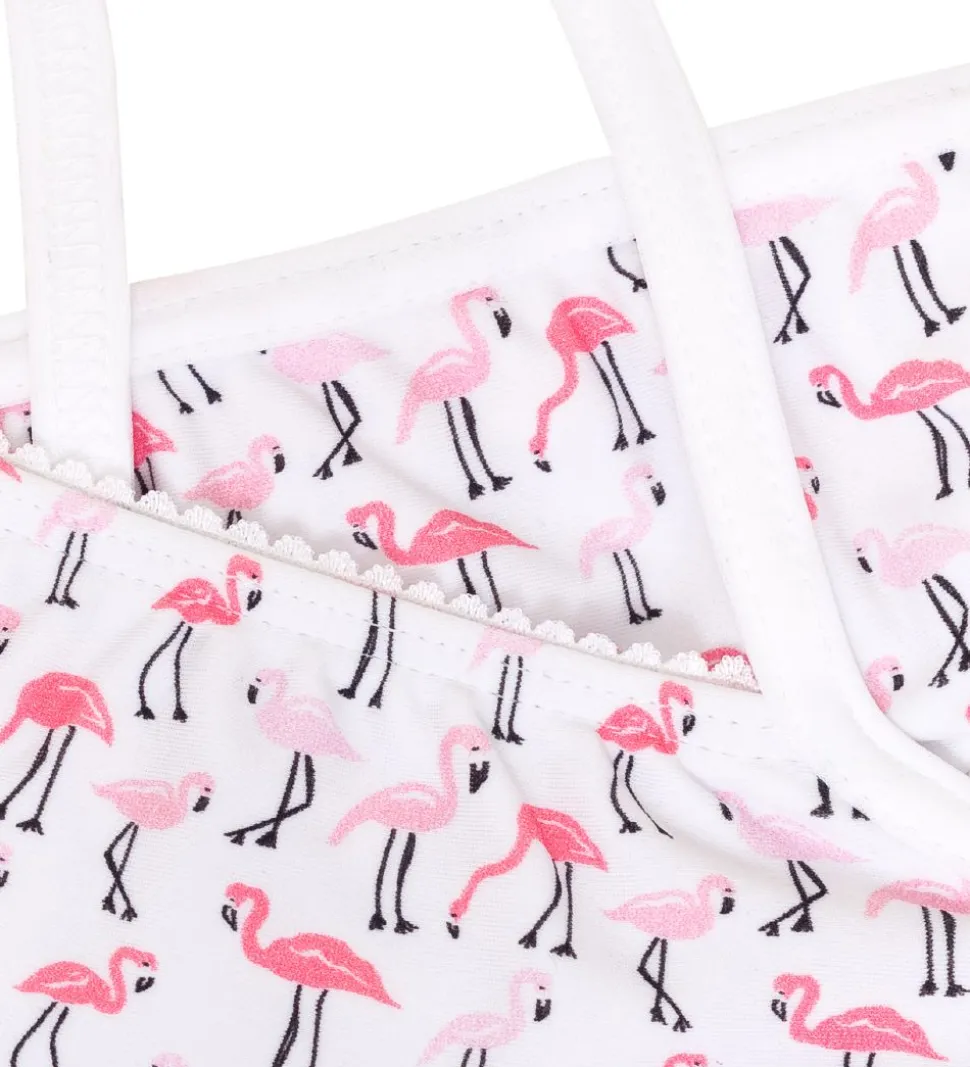 Petit Crabe Bikini - Louise - UV50+ - Hvid m. Flamingo
