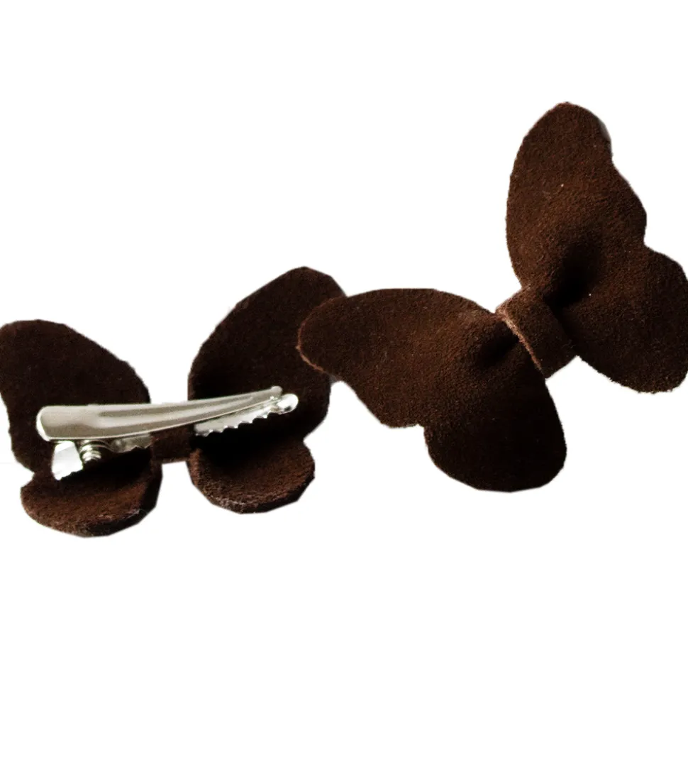 Petit La Busch Hårsløjfer - Butterfly - 2-pak - 6x4 cm - Chocola