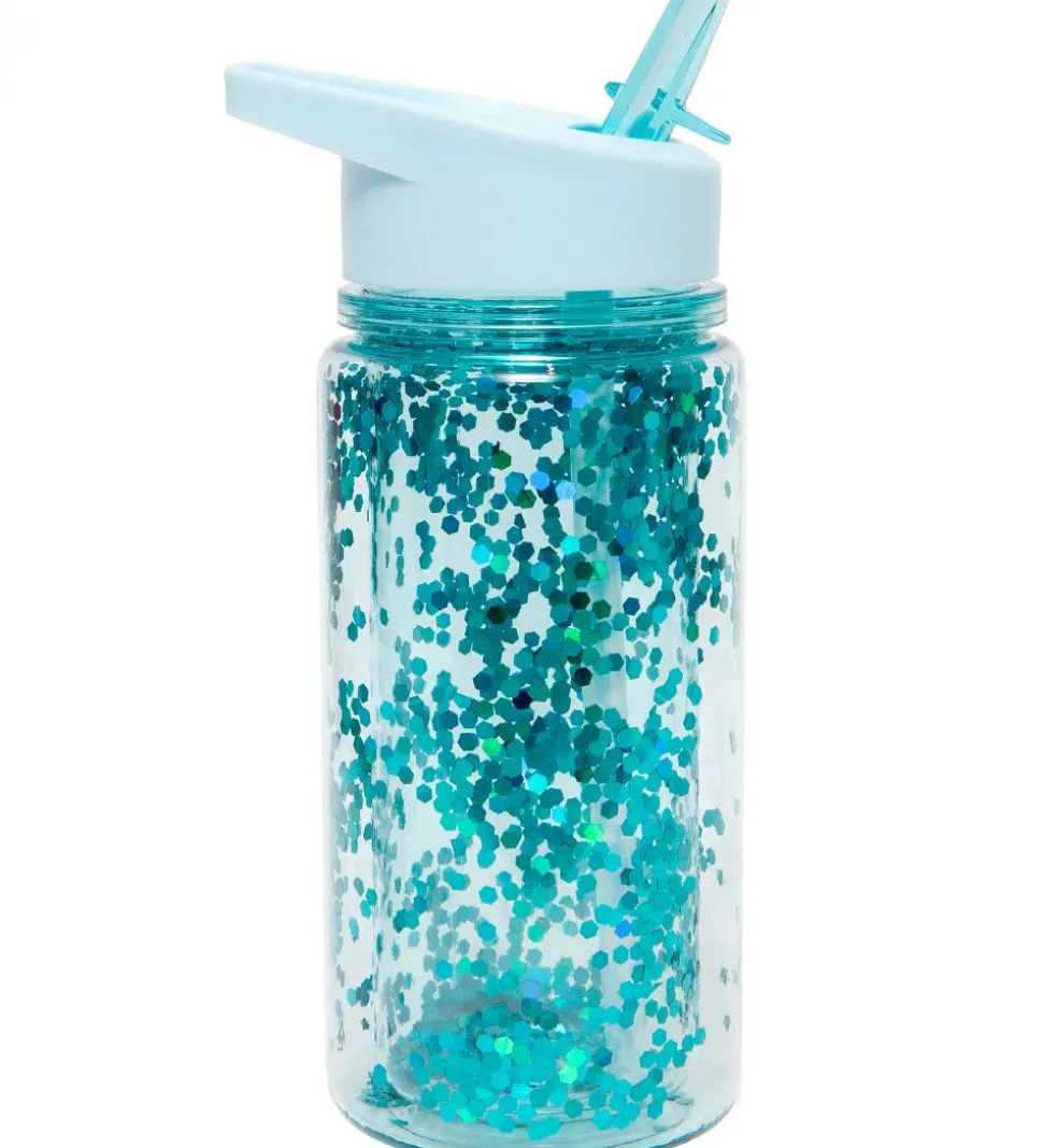 Petit Monkey Drikkedunk m. Sugerør - 300 ml - Blå m. Glimmer