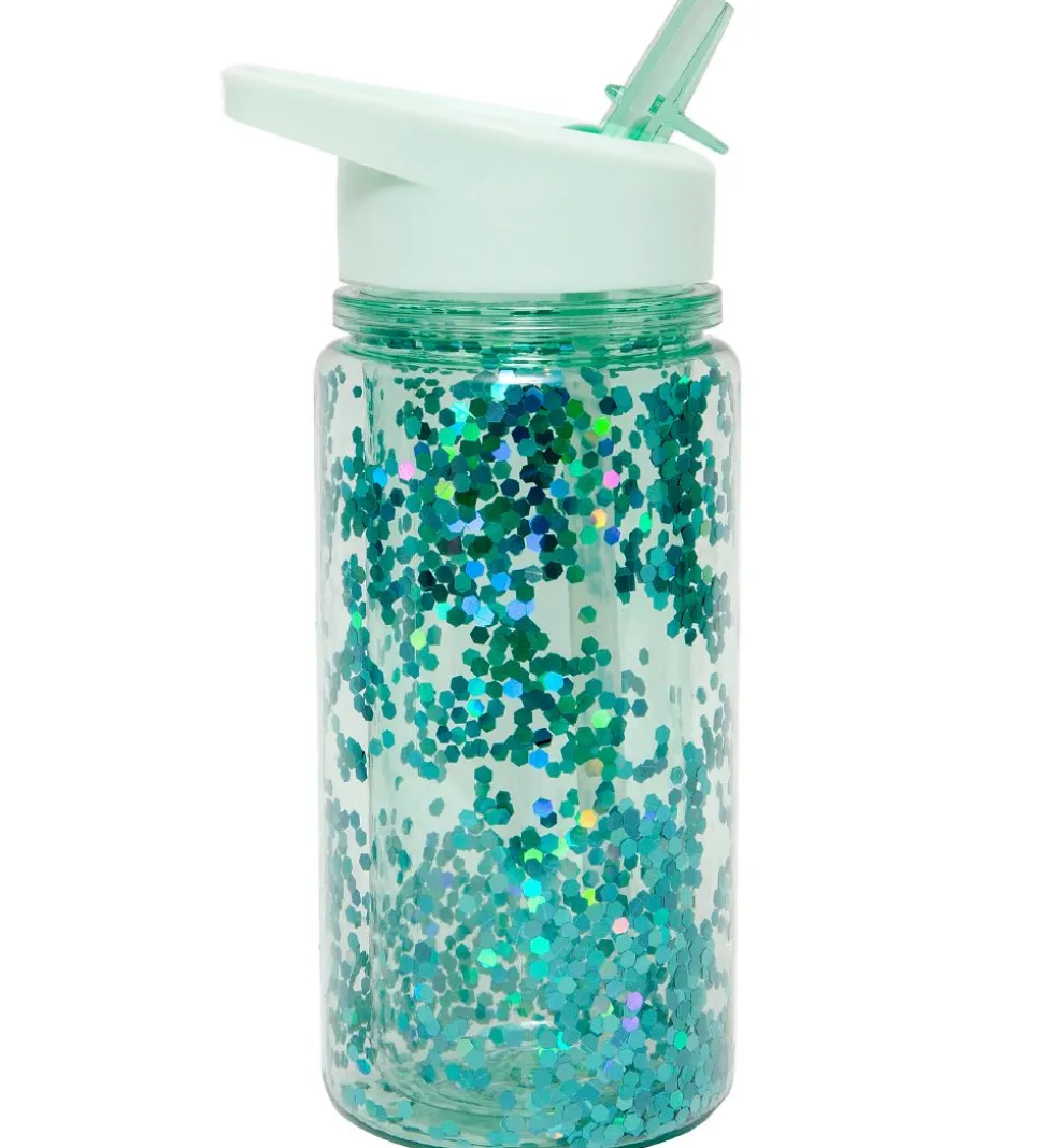 Petit Monkey Drikkedunk m. Sugerør - 300 ml - Grøn m. Glimmer
