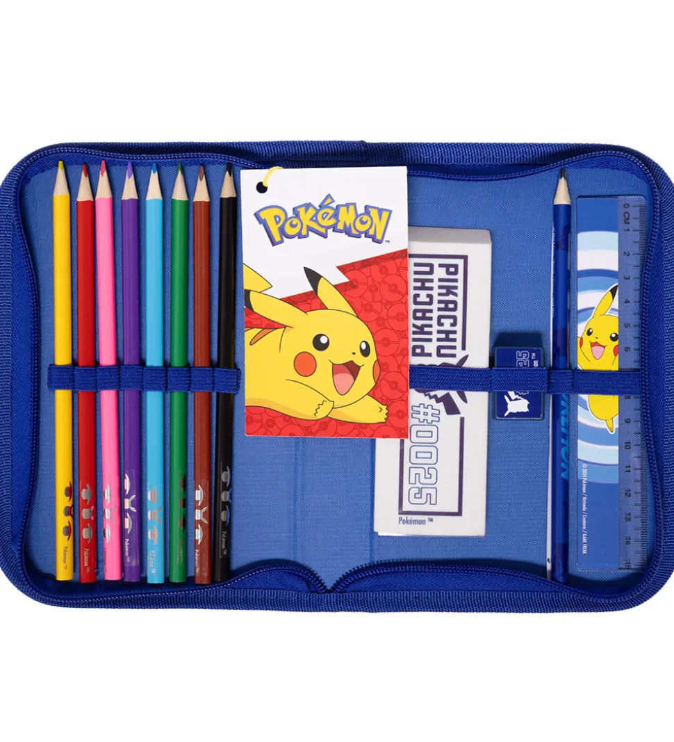 Pokémon Penalhus m. Indhold - Blå/Gul m. Pikachu