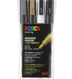 Posca Corner Markers - PC-3M - 4 stk - Guld/Sølv/Hvid/Sort