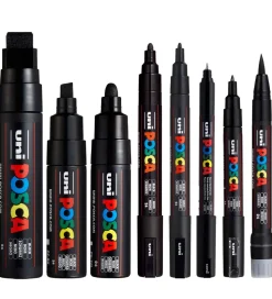 Posca Tuscher - 8 Spidsstørrelser - Sort