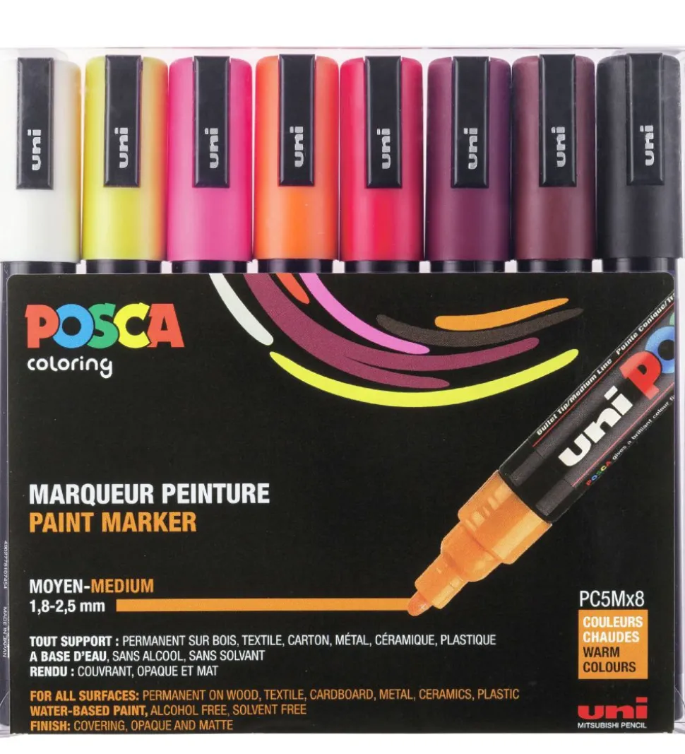 Posca Tuscher - PC-5M - 8 stk. - Varme Farver