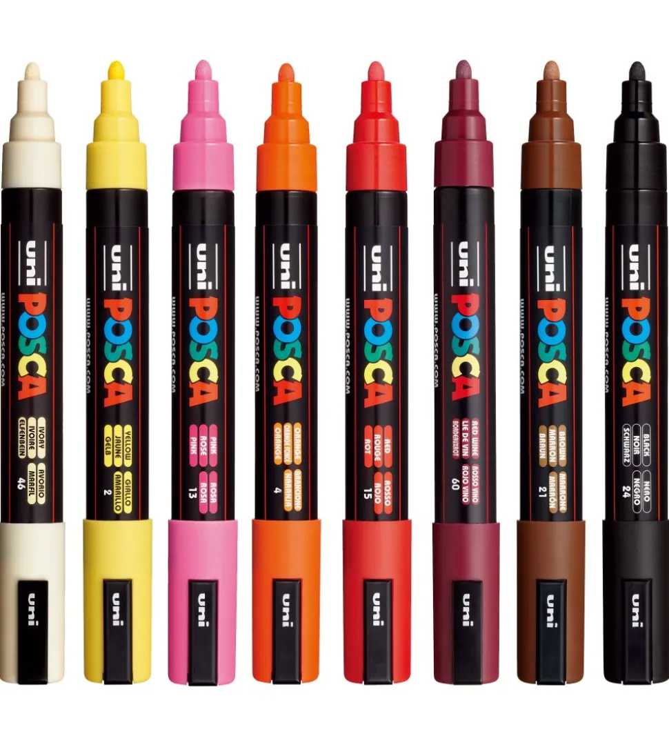 Posca Tuscher - PC-5M - 8 stk. - Varme Farver