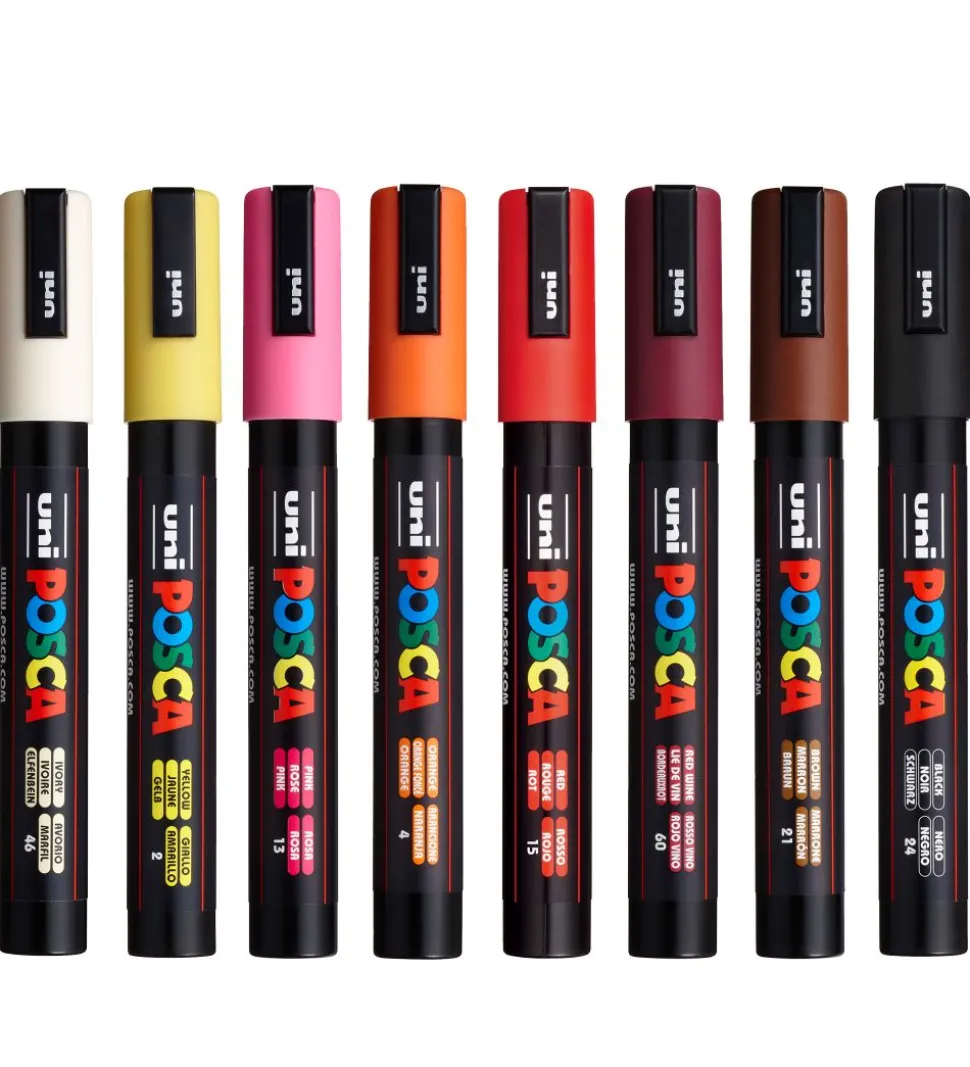 Posca Tuscher - PC-5M - 8 stk. - Varme Farver