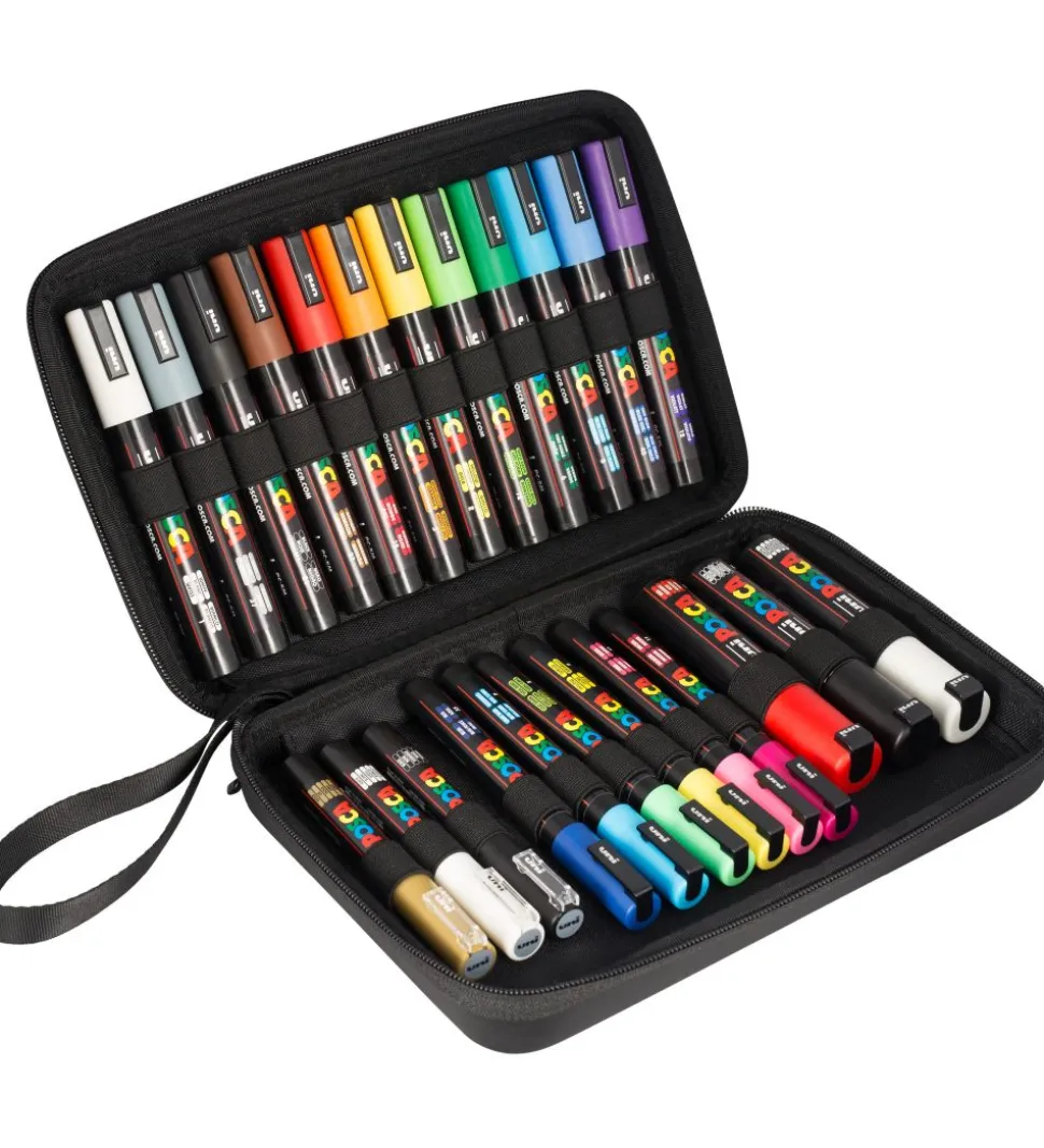 Posca Tuscher m. Kuffert - 24 stk. - Multifarvet