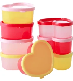 Rice Madbeholder - 8-pak - Hjerteform - 8x6,5 cm - Rød/Pink/Gul