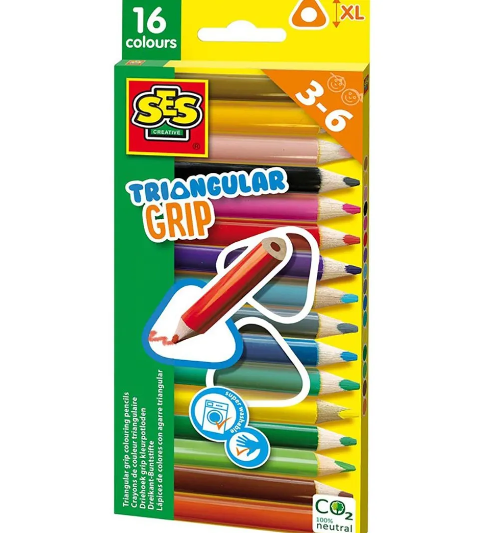 SES Creative - Farveblyanter - Trekantede - 16 Stk.