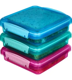 Sistema Madkasse - Sandwich Box - 450 ml - 3 Pak - Pink+Blå+Tur