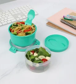 Sistema Madkasse m. Bestik - Lunch Stack - 965 ml - Turkis