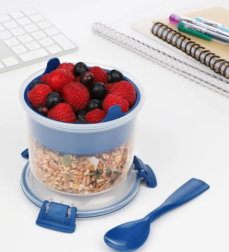 Sistema Madkasse m. Bestik - Breakfast To Go - 530 ml - Mørkeblå