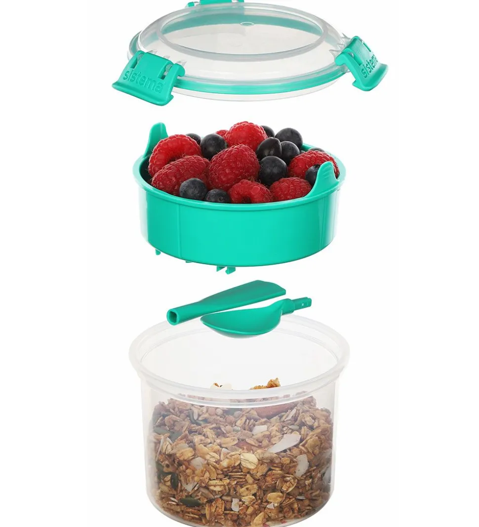 Sistema Madkasse m. Bestik - Breakfast To Go - 530 ml - Turkis