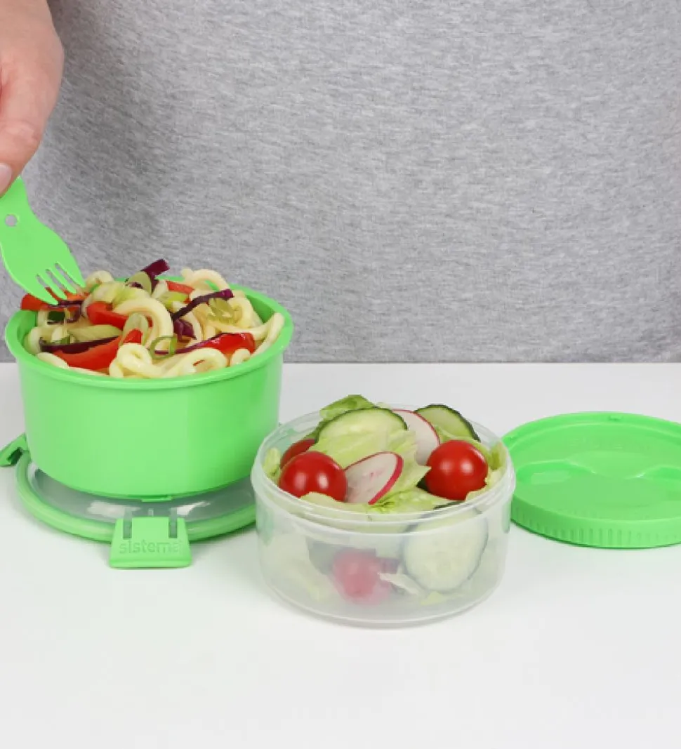 Sistema Madkasse m. Bestik - Lunch Stack - 965 ml - Grøn