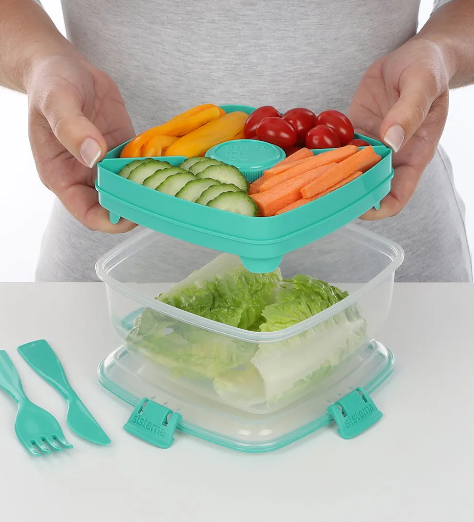 Sistema Madkasse m. Tilbehør - Salad - 1,1 L - Minty Teal