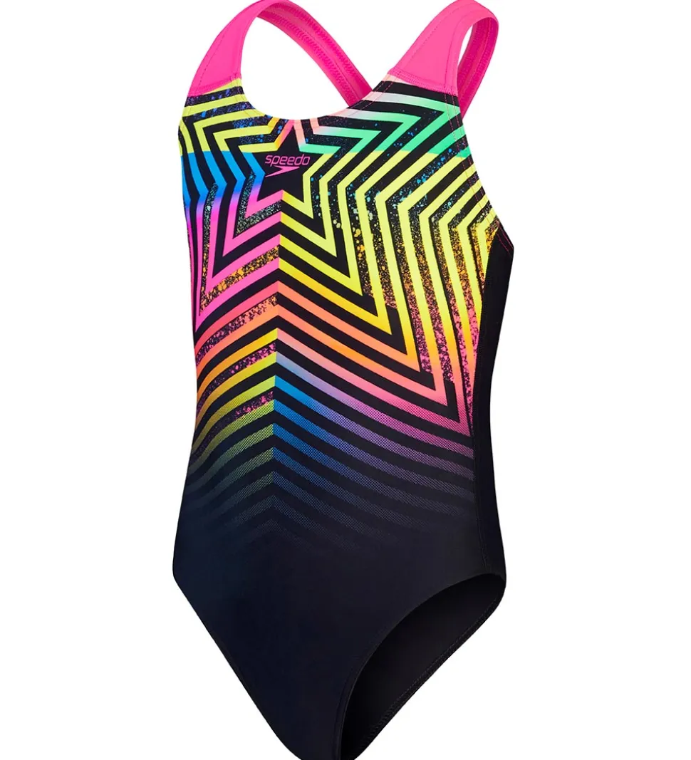 Speedo Badedragt - Girls Digital Placement Splashback - Sort/Pin