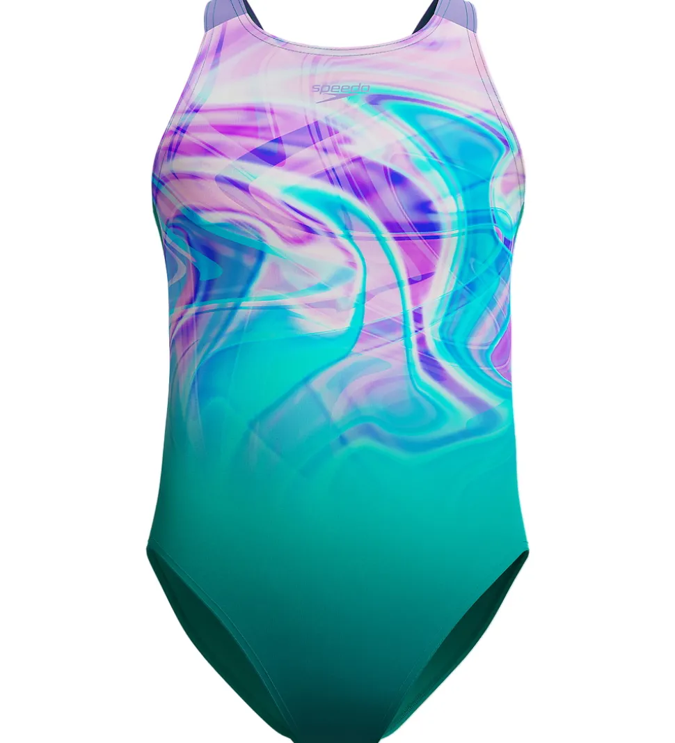 Speedo Badedragt - Printed Pulseback - Grøn/Pink