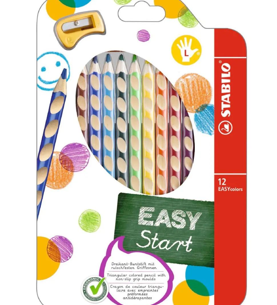 Stabilo Farveblyanter - EasyColors - Venstre - 12 stk. - Multifa