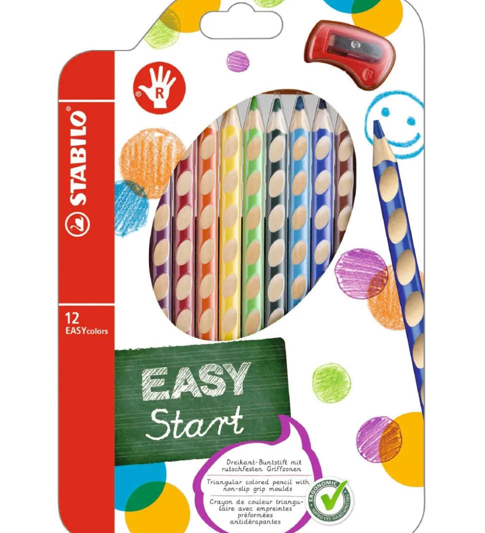 Stabilo Farveblyanter - EasyColors - Højre - 12 stk. - Multifarv