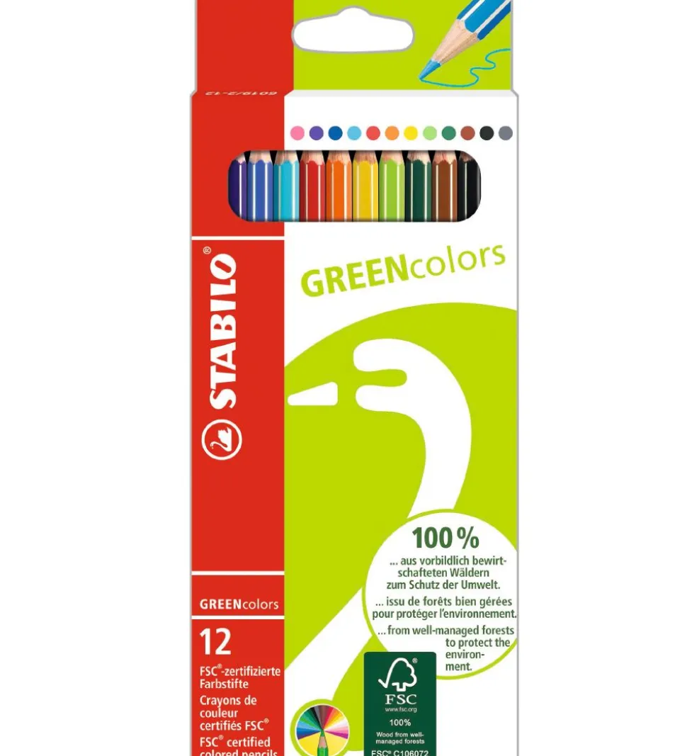 Stabilo Farveblyanter - GreenColors - 12 stk. - Multifarvet