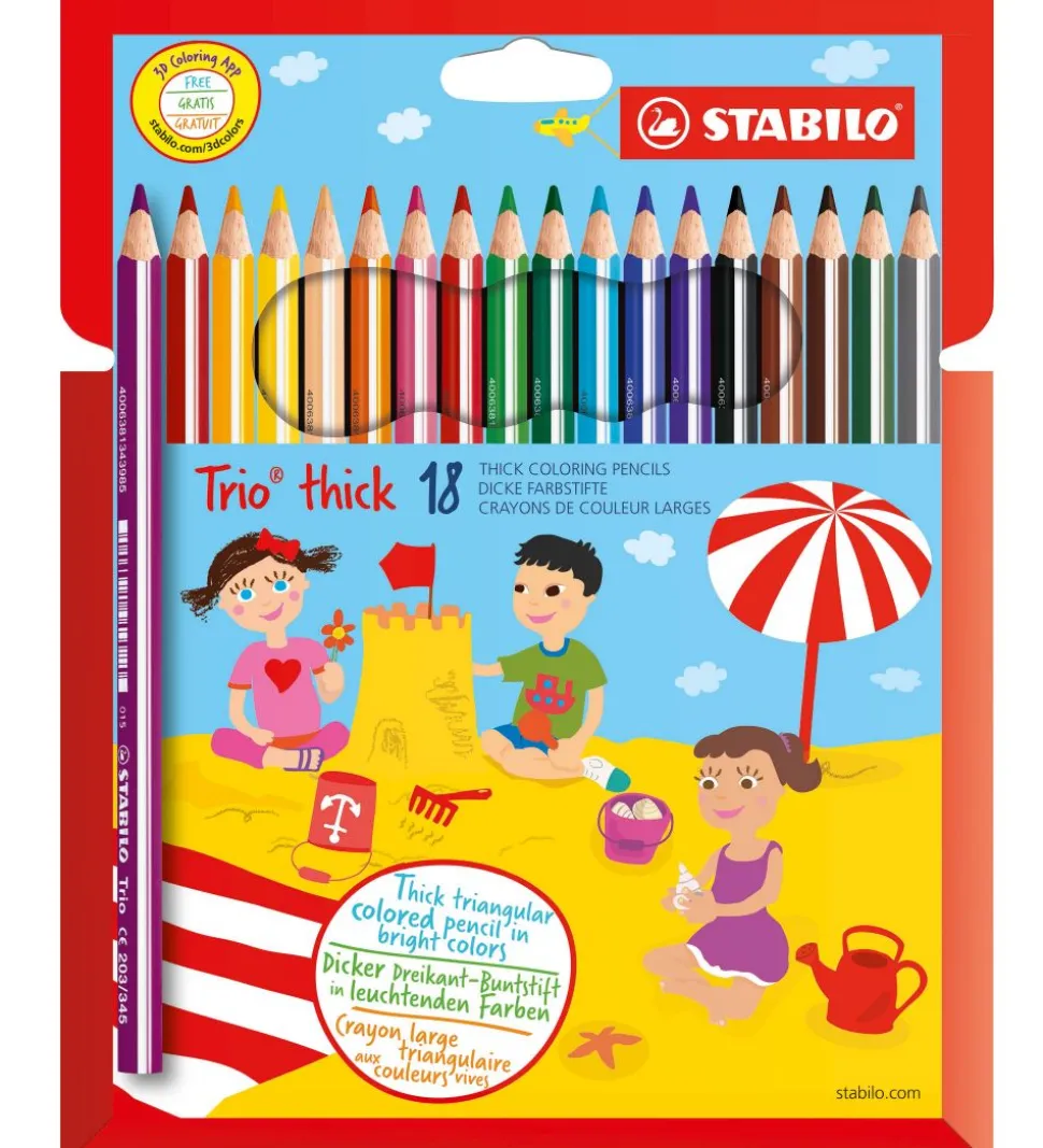 Stabilo Farveblyanter - Trio Thick - 18 stk - Multifarvet