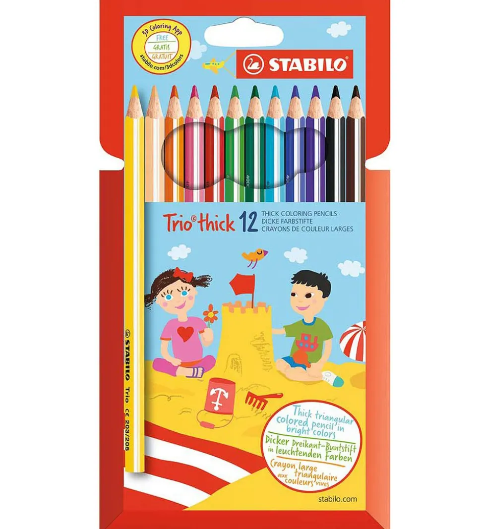 Stabilo Farveblyanter - Trio Thick - 12 stk. - Multifarvet