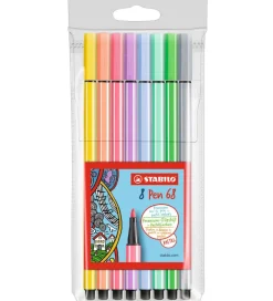 Stabilo Tuscher - Pen 68 - 8 stk. - Pastelfarver