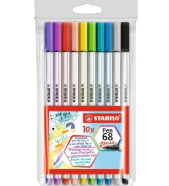 Stabilo Tuscher - Pen 68 Brush - 10 stk. - Multifarvet