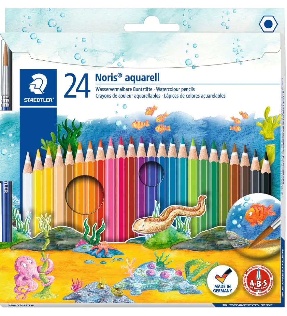Staedtler Farveblyanter - Noris Aquarell - 24 stk m. Pensel