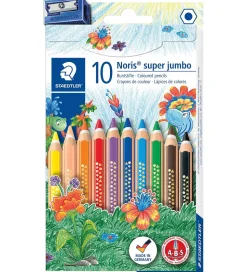 Staedtler Farveblyanter - Noris Super Jumbo - 10 stk m. Blyantsp