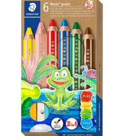 Staedtler Farveblyanter - Noris Junior - 3-i-1 - 6 stk m. Blyant