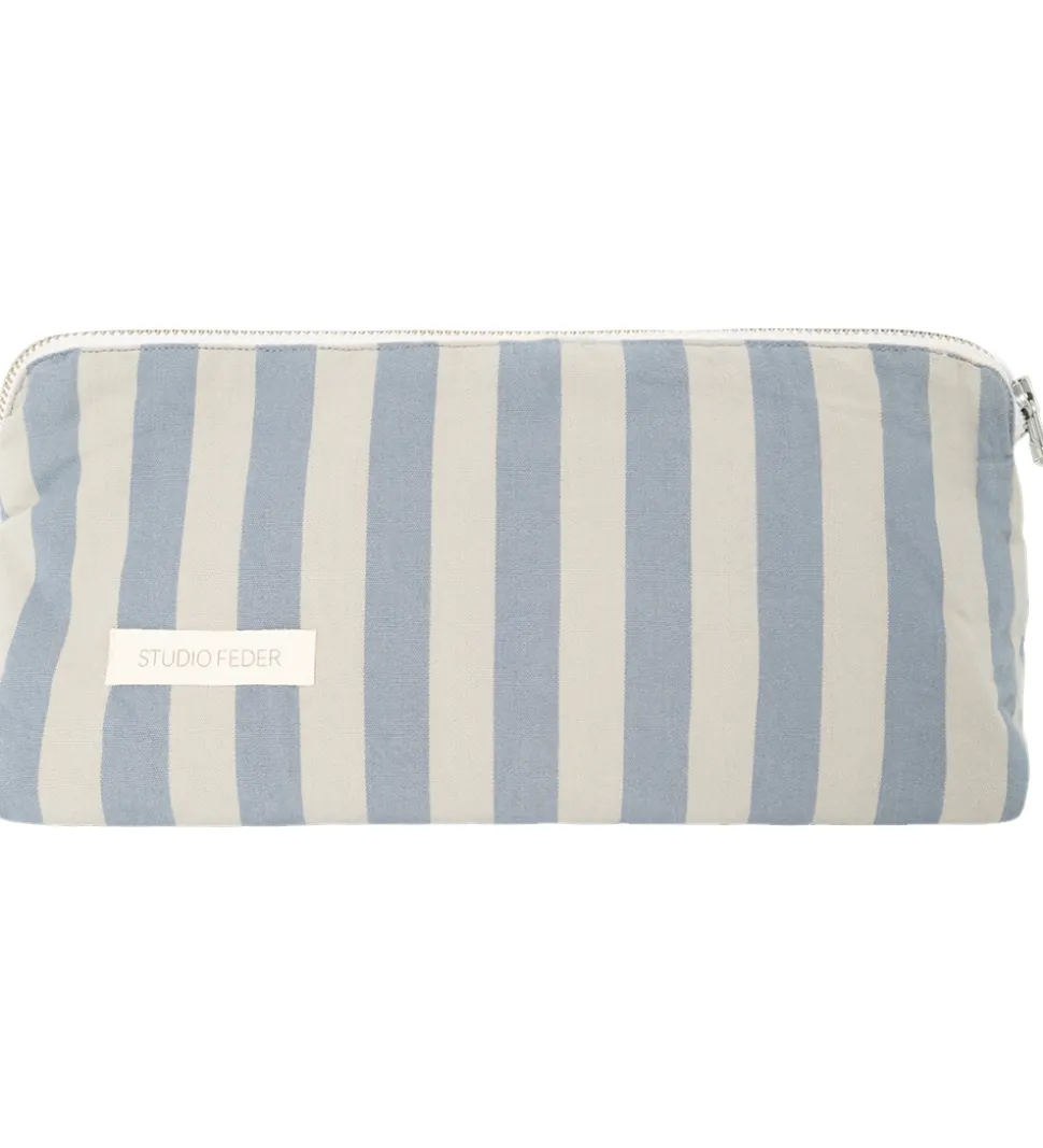 Studio Feder Toilettaske - Celia Mini - Cotton - Pale Blue Strip