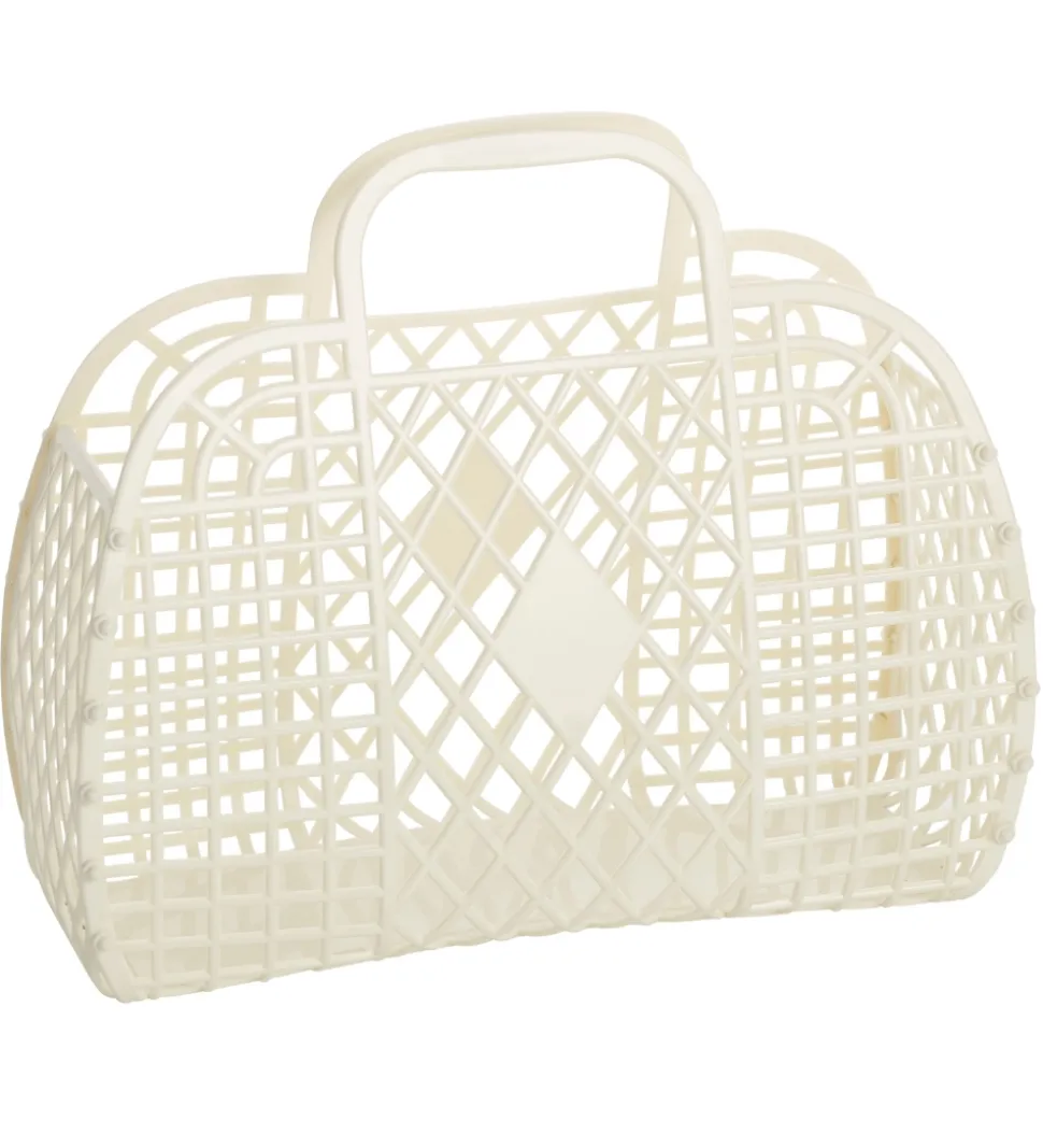 Sun Jellies Lille Foldekurv - Retro - 26x21x12 cm - Cream
