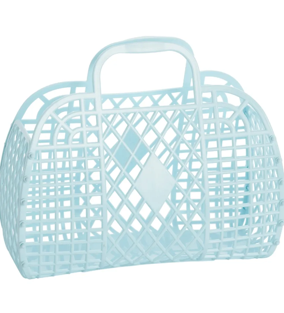 Sun Jellies Lille Foldekurv - Retro - 26x21x12 cm - Blue