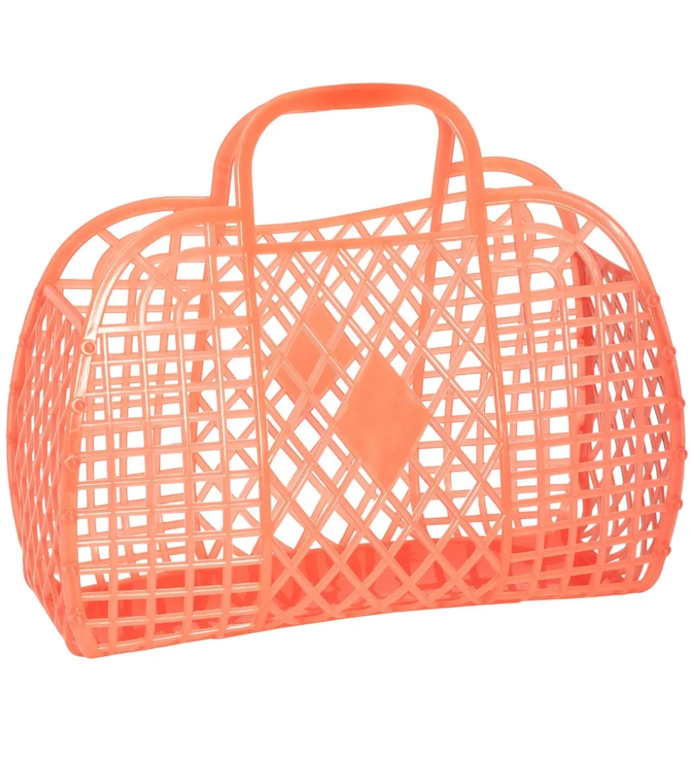 Sun Jellies Lille Foldekurv - Retro - 26x21x12 cm - Neon Orange