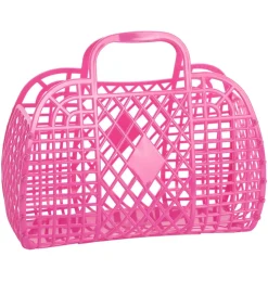 Sun Jellies Lille Foldekurv - Retro - 26x21x12 cm - Berry Pink