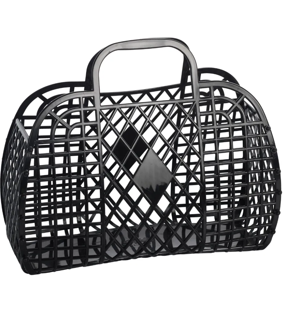 Sun Jellies Lille Foldekurv - Retro - 26x21x12 cm - Black