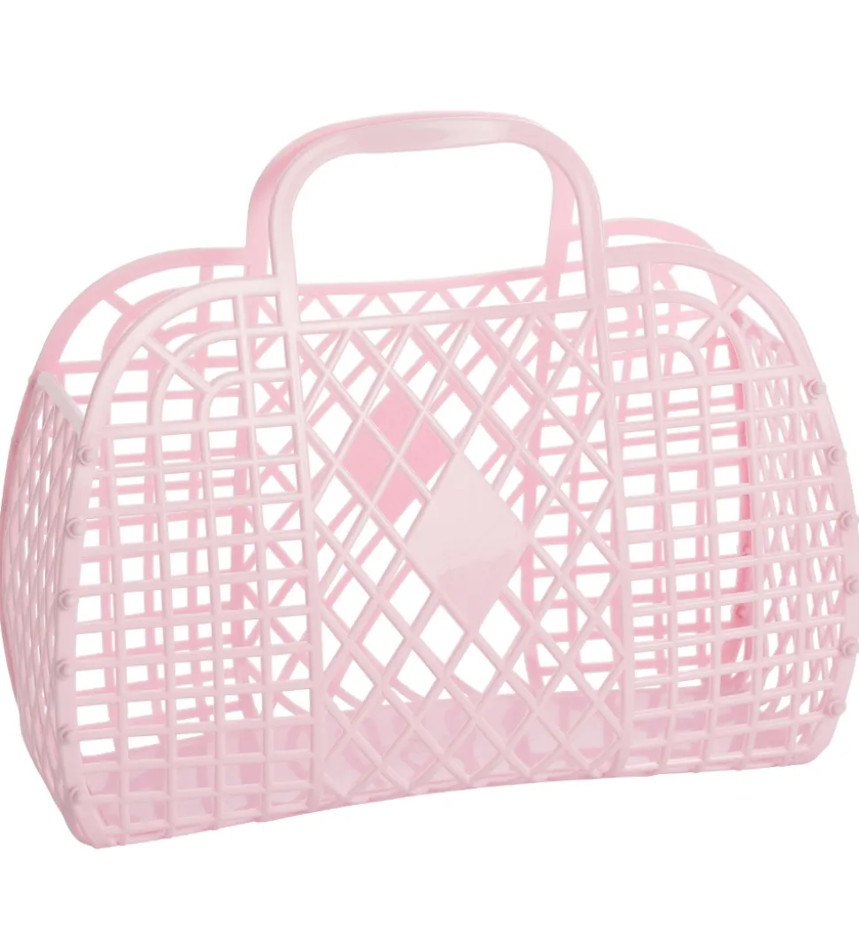Sun Jellies Stor Foldekurv - Retro - 37x30x11 cm - Pink